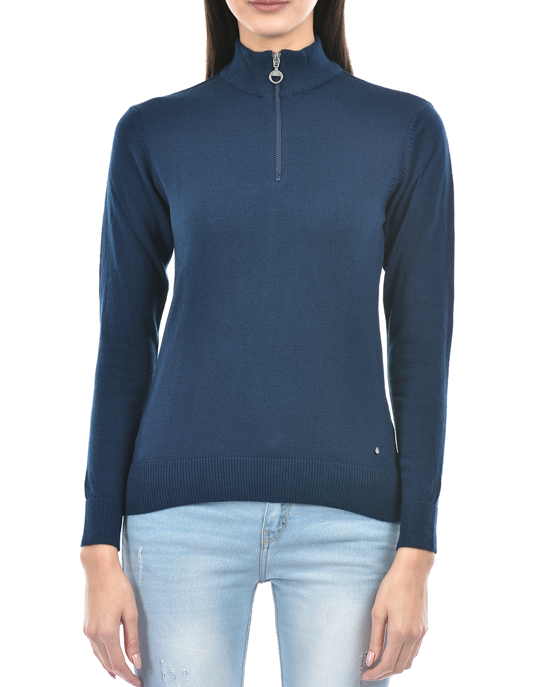Numero Uno Women Solid Blue Sweater